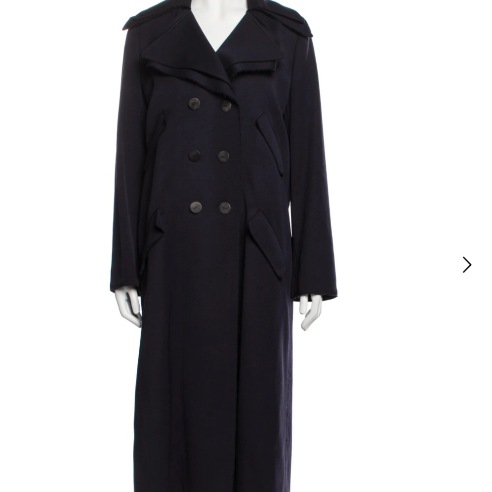 Navy Blue Loewe Virgin Wool Trench Coat